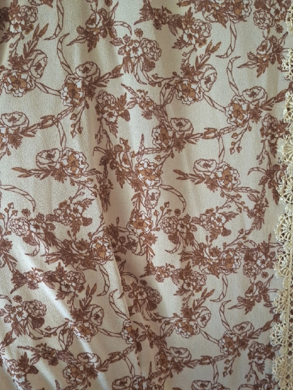 Dainty Jewells Midi Tan and Brown Floral Tiered Dress - Picture 4 of 5